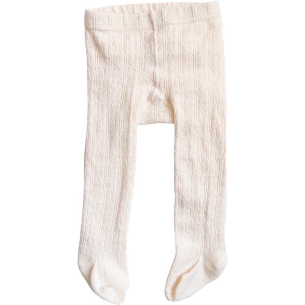 Little Stocking Company Ivory Cable Knit Tights Size 0-6M